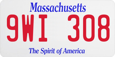 MA license plate 9WI308