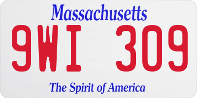 MA license plate 9WI309