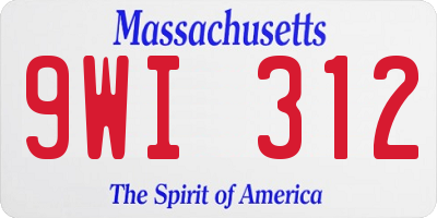 MA license plate 9WI312