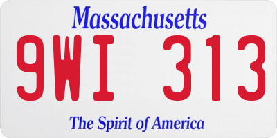 MA license plate 9WI313