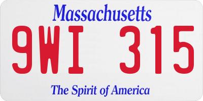 MA license plate 9WI315