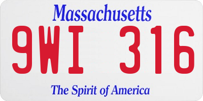 MA license plate 9WI316