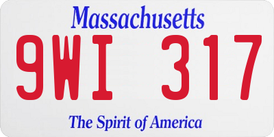 MA license plate 9WI317