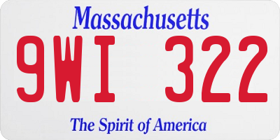 MA license plate 9WI322