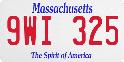 MA license plate 9WI325