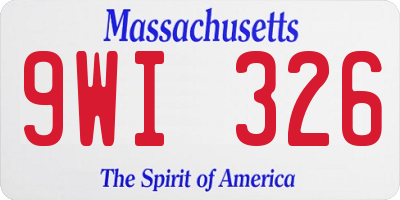 MA license plate 9WI326