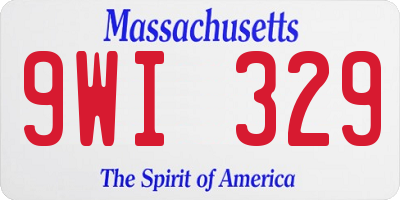 MA license plate 9WI329