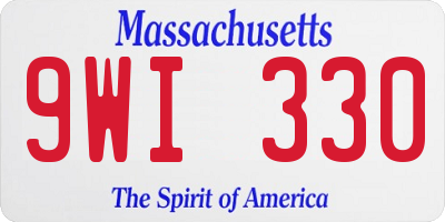 MA license plate 9WI330