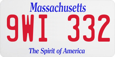 MA license plate 9WI332