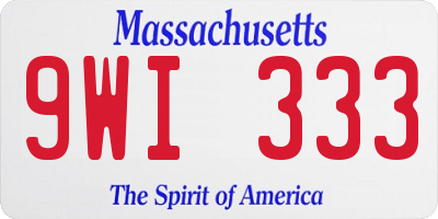 MA license plate 9WI333