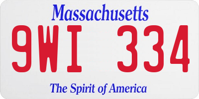 MA license plate 9WI334
