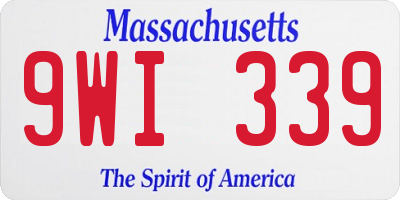 MA license plate 9WI339