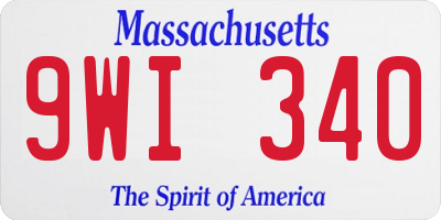 MA license plate 9WI340