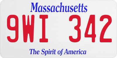 MA license plate 9WI342