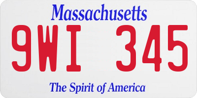 MA license plate 9WI345