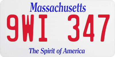 MA license plate 9WI347