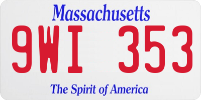 MA license plate 9WI353