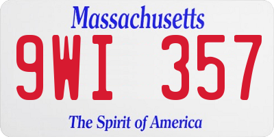MA license plate 9WI357
