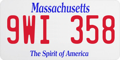 MA license plate 9WI358