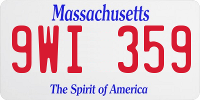 MA license plate 9WI359