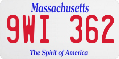 MA license plate 9WI362