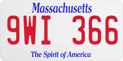 MA license plate 9WI366