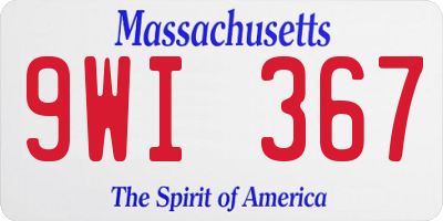 MA license plate 9WI367