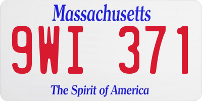 MA license plate 9WI371