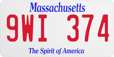 MA license plate 9WI374