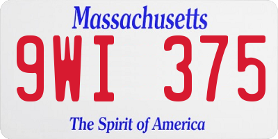 MA license plate 9WI375