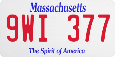 MA license plate 9WI377