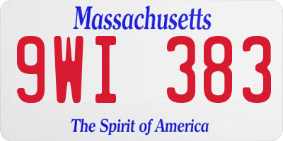 MA license plate 9WI383