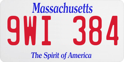 MA license plate 9WI384