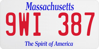 MA license plate 9WI387