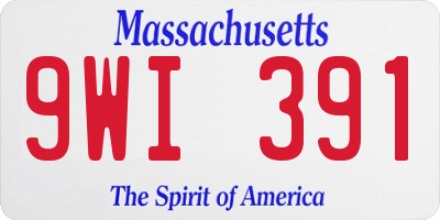 MA license plate 9WI391