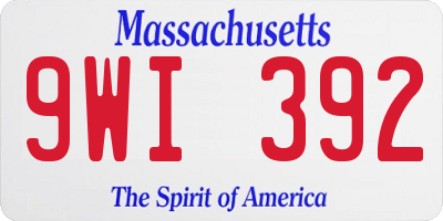 MA license plate 9WI392