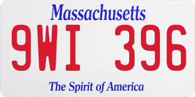 MA license plate 9WI396