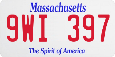 MA license plate 9WI397