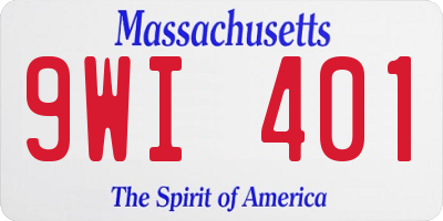 MA license plate 9WI401