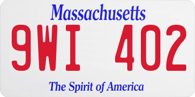 MA license plate 9WI402