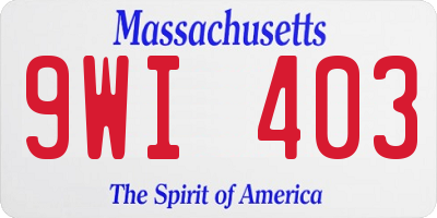 MA license plate 9WI403