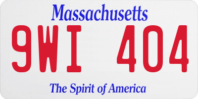 MA license plate 9WI404