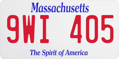 MA license plate 9WI405