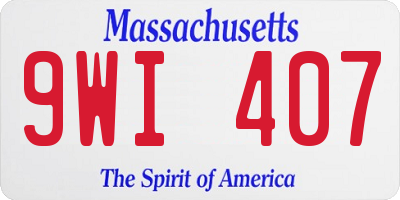MA license plate 9WI407