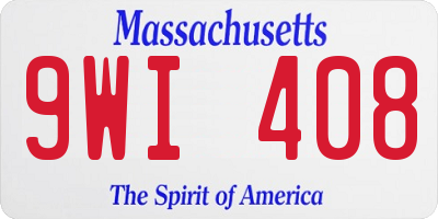 MA license plate 9WI408
