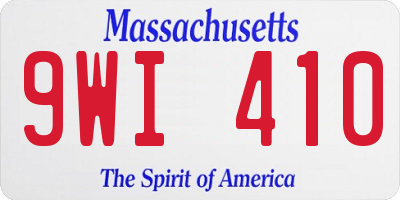 MA license plate 9WI410
