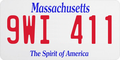 MA license plate 9WI411