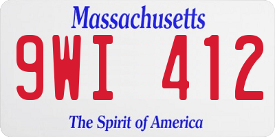 MA license plate 9WI412