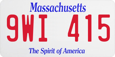 MA license plate 9WI415