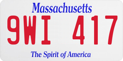 MA license plate 9WI417
